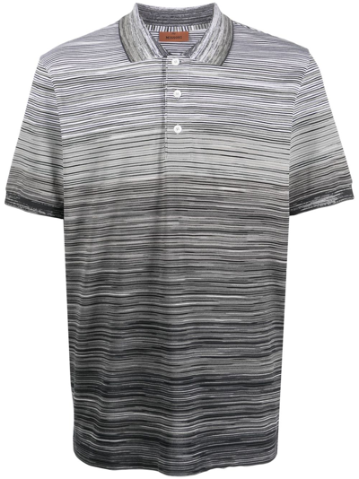 Missoni Stripe-pattern Cotton Polo Shirt In Grey