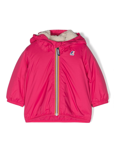 K-way Babies' Logo-patch Hooded Jacket In Pink