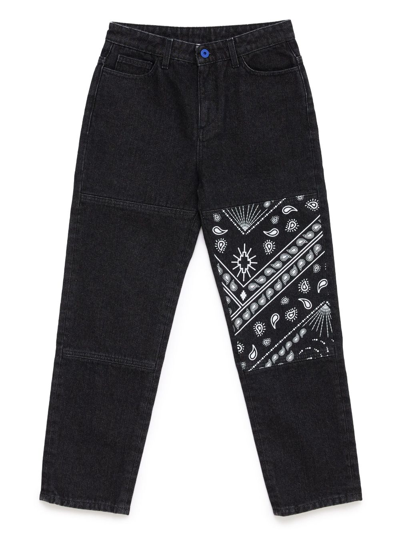 Marcelo Burlon County Of Milan Kids' Bandana Insert Straight-leg Jeans In Blue