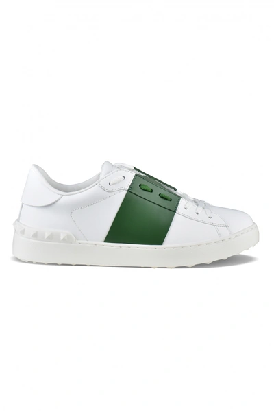 Valentino Garavani White & Green Open Sneakers In N32 Bianco/fern Gree
