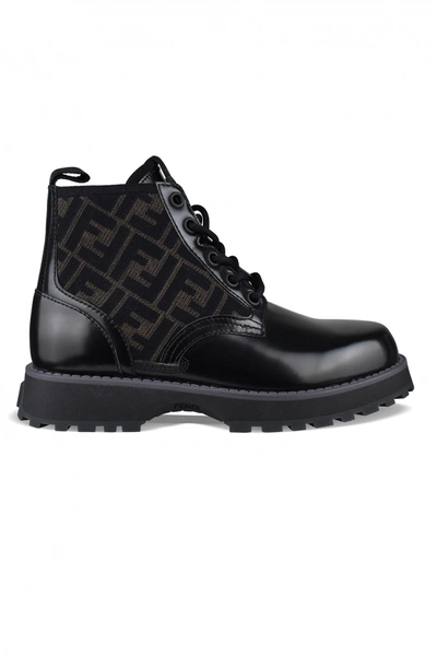 FENDI LUXURY BOOTS FOR MEN   FENDI BIKER BOOTS IN BLACK LEATHER WITH FF PATTERN