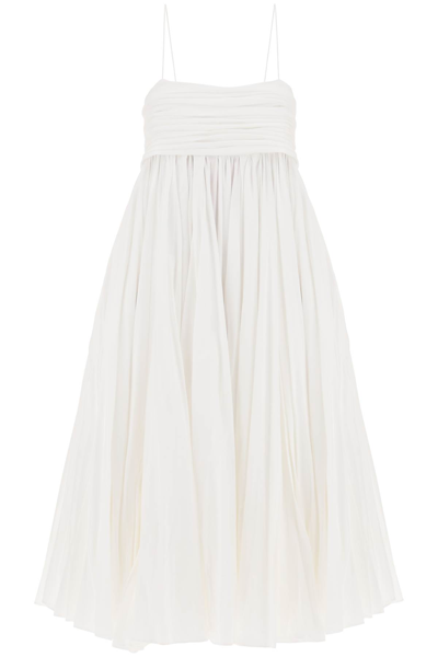 Khaite Lally Gathered Cotton-poplin Maxi Dress In White