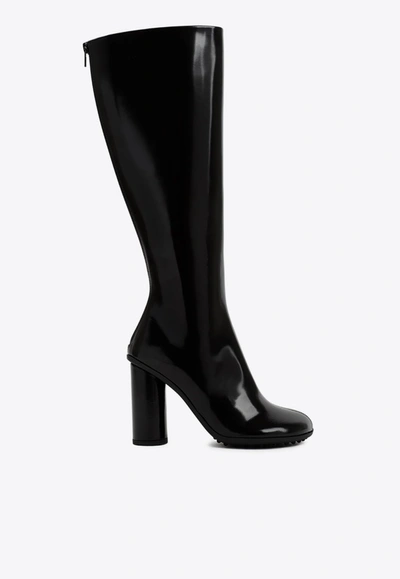 Bottega Veneta Atomic Patent Leather Knee-high Boots In Black
