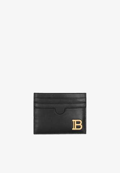 Balmain B-buzz Cardholder In Calf Leather In Black