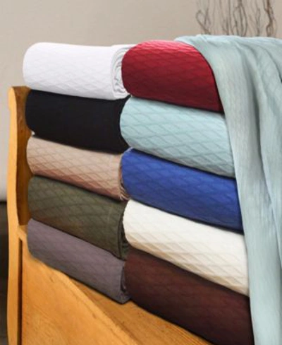 Superior Diamond Pattern Woven Cotton Blanket Collection Bedding In Burgundy
