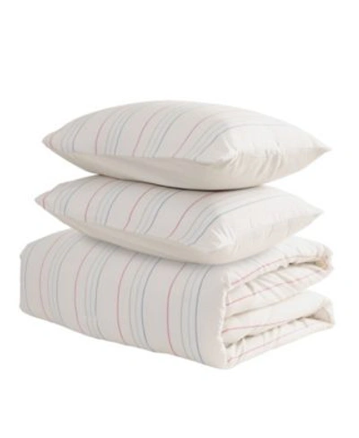 Unikome All Season Printed Stripe Down Alternative Comforter In White