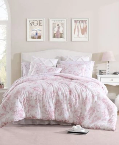 Laura Ashley Delphine Cotton Reversible Comforter Set Collection Bedding In Mauve Pink