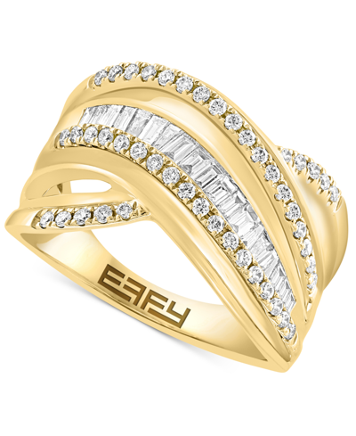 Effy Collection Effy Diamond Baguette & Round Multirow Crossover Ring (5/8 Ct. T.w.) In 14k Gold