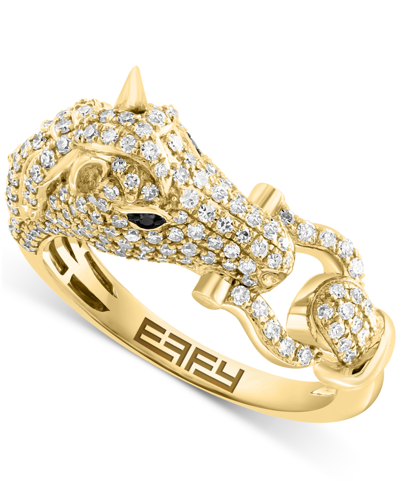 Effy Collection Effy White Diamond (3/4 Ct. T.w.) & Black Diamond Accent Horse Head Ring In 14k Gold