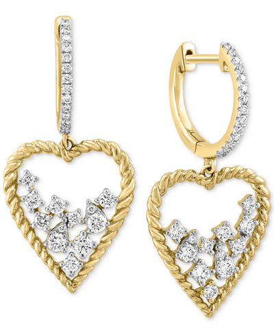 Effy Collection Effy Diamond Scattered Cluster Heart Drop Earrings (1/2 Ct. T.w.) In 14k Gold
