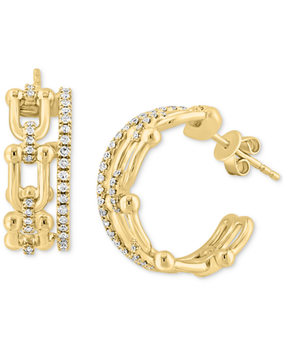Effy Collection Effy Diamond Horsebit Small Hoop Earrings (3/8 Ct. T.w.) In 14k Gold, 0.625"