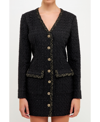 Endless Rose Trim Detail Tweed Dress In Black