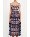 Endless Rose Women's Crochet Layered Midi Dress In Navy
