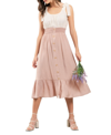 Blu Pepper Twofer Tie Strap Midi Dress In Taupe
