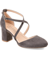 Journee Collection Foster Womens Pointed Closed Toe Block Heel Pumps In Gray