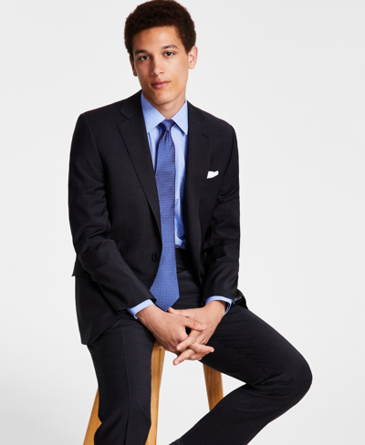 Brooks Brothers B By  Men's Classic-fit Stretch Pinstripe Wool Blend Suit Jackets In Charcoal