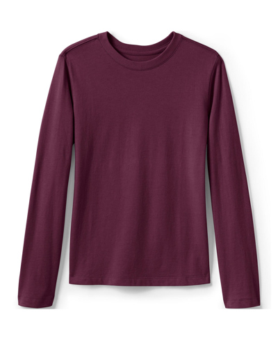Lands' End School Uniform Girls Long Sleeve Essential T-shirt In Burgundy