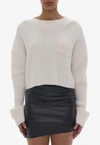 HELMUT LANG CABLE-KNIT CROPPED SWEATER IN WOOL