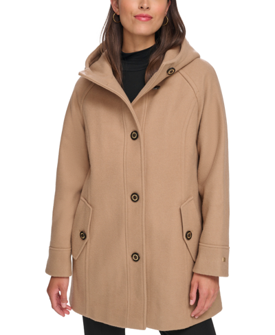 Tommy Hilfiger Women's Hooded Button-front Coat, Created For Macy's In Camel