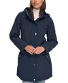 TOMMY HILFIGER WOMEN'S HOODED BELTED SOFTSHELL RAINCOAT