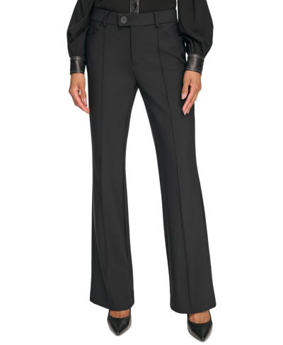 Karl Lagerfeld Women's Flared-leg Compression Pants In Black