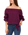 Vince Camuto Women's Off The Shoulder Bubble-sleeve Tie-front Top In Pickeled Beet