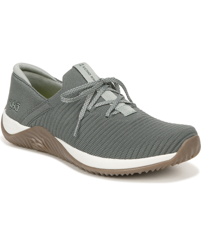 Ryka Women's Echo Knit Fit Slip-on Sneakers In Green Ribbed Fabric