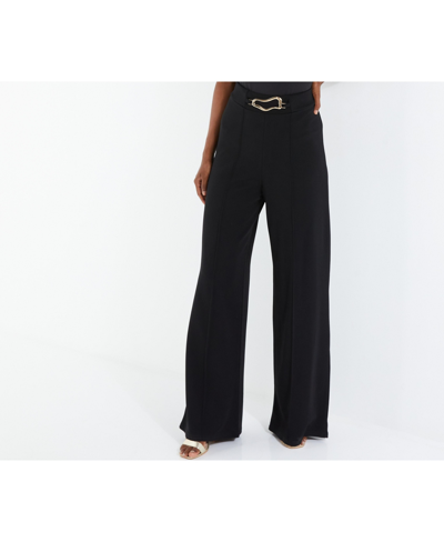 Quiz Women's Scuba Crepe Pant With Gold Buckle In Black