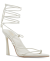 Aldo Melodic Pointed Toe Ankle Wrap Sandal In White/bone