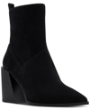 Aldo Bethanny Pointed Toe Block Heel Bootie In Black Leather