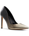 Aldo Lala Snakeskin Embossed Pointed Toe Pump In Black/gold Multi
