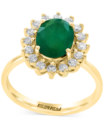 Effy Collection Effy Sapphire (1-7/8 Ct. T.w.) & Diamond (3/8 Ct. T.w.) Halo Ring In 14k Gold (also Available In Eme In Emerald