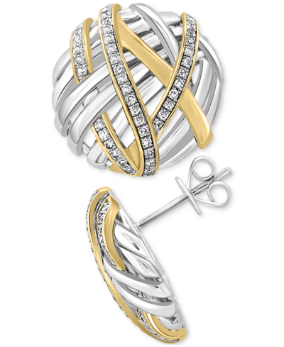 Effy Collection Effy Diamond Intertwining Stud Earrings (1/3 Ct. T.w.) In Sterling Silver & 14k Gold-plate