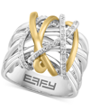 EFFY COLLECTION EFFY DIAMOND CONTRASTING INTERTWINED CRISSCROSS RING (1/4 CT. T.W.) IN STERLING SILVER & 14K GOLD-PL