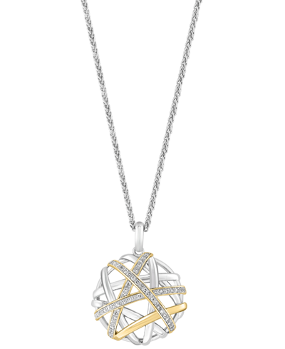 Effy Collection Effy Diamond Intertwining 18" Pendant Necklace (1/4 Ct. T.w.) In Sterling Silver & 14k Gold-plate
