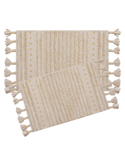 Lucky Brand Maharis Overtufted Cotton Fringe 2-piece Bath Rug Set, 17" X 32" And 20" X 40" Bedding In Ochre