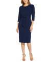 ADRIANNA PAPELL WOMEN'S TIE-FRONT 3/4-SLEEVE CREPE KNIT DRESS