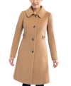 Anne Klein Women's Collared Button-front Walker Coat In Camel