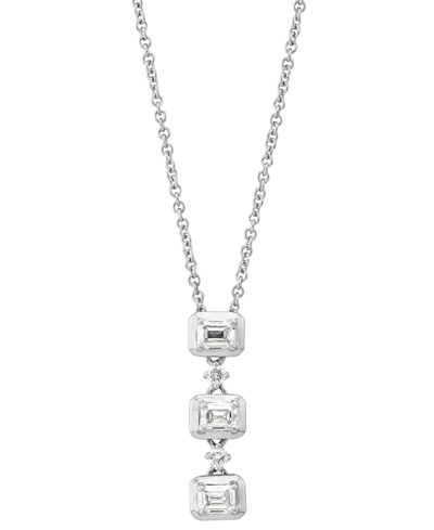 Macy's Diamond Octagon & Round Linear 18" Pendant Necklace (1/2 Ct. T.w.) In 10k White Gold