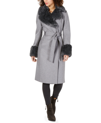 Via Spiga Women's Wool Blend Belted Wrap Coat In Charcoal