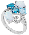 Macy's Lab-created Opal (1-1/3 Ct. T.w) & Multicolor Topaz (2-1/2 Ct. T.w) Ring In Sterling Silver In Multi-gemstone