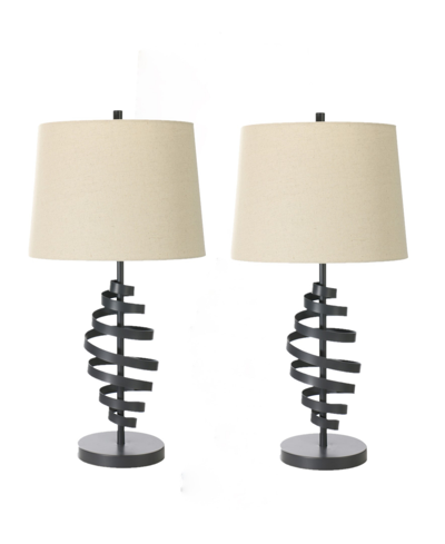 Fangio Lighting 27.75" Metal Table Lamp With Designer Shade, Set Of 2 In Powder Gray