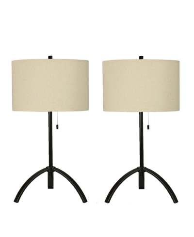 Fangio Lighting 27" Metal Table Lamp With Designer Shade, Set Of 2 In Black
