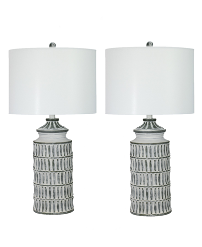 Fangio Lighting 29" Resin Table Lamp With Designer Shade, Set Of 2 In Antique Gray