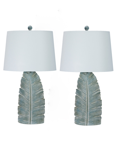 Fangio Lighting 26" Casual Resin Table Lamp With Designer Shade, Set Of 2 In Pale Azure Blue
