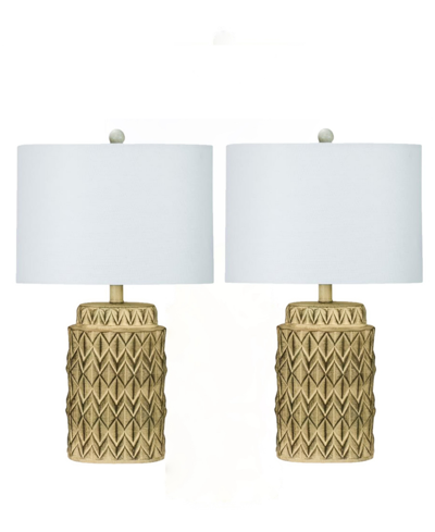 Fangio Lighting 24" Resin Table Lamp With Designer Shade, Set Of 2 In Antique Beige
