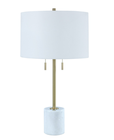 Fangio Lighting 29" Metal Marble Table Lamp With Designer Shade In Satin Brass