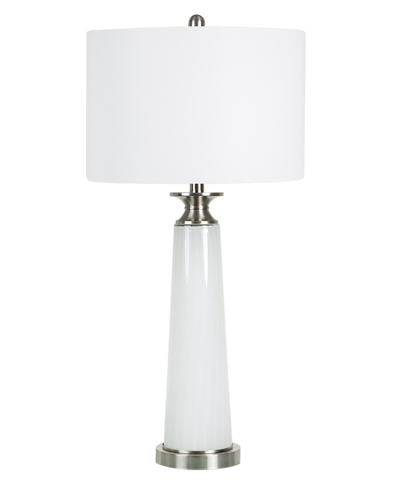 Fangio Lighting 31" Cloud Glass Column Table Lamp With A Nightlight And Designer Shade In White