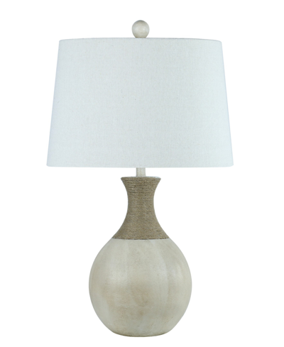 Fangio Lighting 29.5" Earth Tones Cast Table Lamp With Woven Jute Neck And Designer Shade In Stone