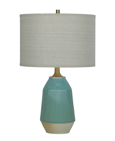 Fangio Lighting 25" Ribbed Jug Table Lamp With Designer Shade In Turquoise